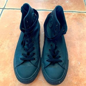 Black Leather Converse High-Tops